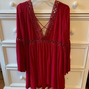 Plunge neck bohemian dress